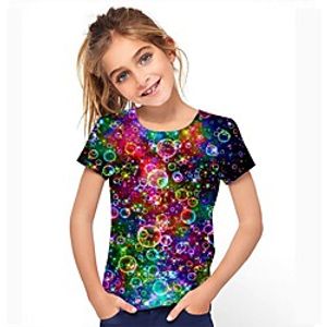 Kids Girls' Tee Short Sleeve Graphic Rainbow Children Tops Active 3-12 Years miniinthebox