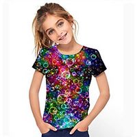 Kids Girls' Tee Short Sleeve Graphic Rainbow Children Tops Active 3-12 Years miniinthebox - thumbnail