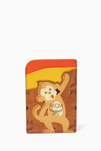 Zoo Monkey Card Case in Visetos & Leather