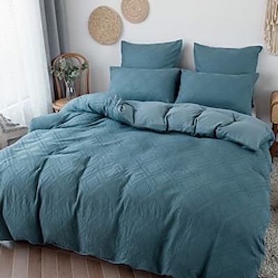 Luxury 100% Pure Plain Waffle Three Piece Set Duvet Cover miniinthebox