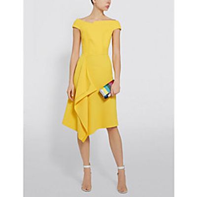 Sheath / Column Elegant Holiday Cocktail Party Dress Boat Neck Short Sleeve Knee Length Satin with 2021 miniinthebox