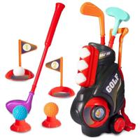 Little Story Kids Golf Kit With Mobility Cart 3 Golf Clubs 6 Golf Balls 2 Base 2 Flag & 2 Practice Holes LS_GFST_MU