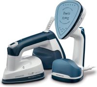 Kenwood 2-In-1 Garment Steamer + Steam Iron 1000W With Rotary Plate, Ceramic Soleplate, Led Light Gsp40.000Wb White/Blue