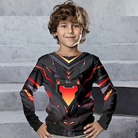 Boys 3D Geometric Tee Shirt Long Sleeve 3D Print Spring Fall Sports Fashion Streetwear Polyester Kids 3-12 Years Crew Neck Outdoor Casual Daily Regular Fit miniinthebox