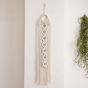 Boho Woven Tapestry Wall Hanging Decor Wall Art for Living Room Bedroom Boho Chic White Boho Macrame Wall Hanging Inspired Woven Tapestry miniinthebox