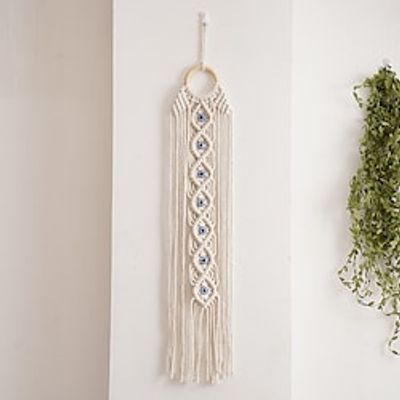 Boho Woven Tapestry Wall Hanging Decor Wall Art for Living Room Bedroom Boho Chic White Boho Macrame Wall Hanging Inspired Woven Tapestry miniinthebox