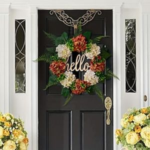 Fall Wreath Wreath for Front Door Hydrangea Wreath Autumn Wreath Hello Werath Wreath for Fall Decor Thanksgiving Autumn Front Door Decoration miniinthebox