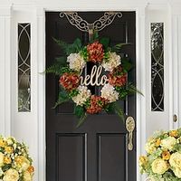 Fall Wreath Wreath for Front Door Hydrangea Wreath Autumn Wreath Hello Werath Wreath for Fall Decor Thanksgiving Autumn Front Door Decoration miniinthebox - thumbnail