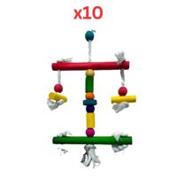Pets Club Natural Wooden Bird Toy With Bell H-42 Cm, W 20 Cm (Pack of 10)