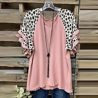 Women's Plus Size Tops T shirt Floral Striped Tassel Ruffle Short Sleeve Round Neck Streetwear Daily Going out Polyester Spring Summer Green White Heart Lightinthebox Women's Plus Size Tops T shirt Floral Striped Tassel Ruffle Short Sleeve Round Neck Streetwear Daily Going out Polyester Spring Summer Green White Heart Lightinthebox