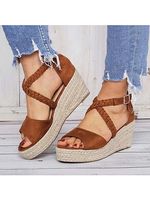 Plain Velvet Peep Toe Date Wedge Sandals - thumbnail