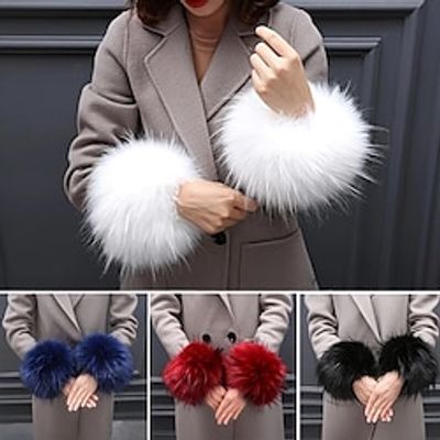 2pcs Cuff Wrist Cover Warm Sleeves Winter Faux Fur Arm Warmers Short Furry Wrist Band Ring Cuff For Women miniinthebox