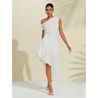 Solid Asymmetric One Shoulder Dress Lightinthebox