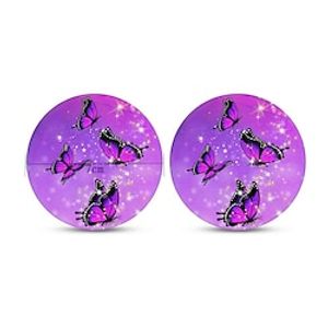 2pcs Car Coaster Blue Purple Crystal Butterfly Car Coaster Women's 2-Piece Set Car Accessories Cup Holder Mat Lightinthebox