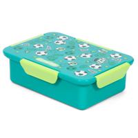 Eazy Kids 1 - 2 - 3 - 4 Compartment Convertible Bento Lunch Box Soccer - Green - 850ml