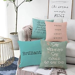 Words Double Side Cushion Cover 4PC Soft Decorative Square Throw Pillow Cover Cushion Case Pillowcase for Bedroom Livingroom Superior Quality Machine Washable Indoor Cushion for Sofa Couch Bed Chair Lightinthebox