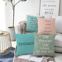 Words Double Side Cushion Cover 4PC Soft Decorative Square Throw Pillow Cover Cushion Case Pillowcase for Bedroom Livingroom Superior Quality Machine Washable Indoor Cushion for Sofa Couch Bed Chair Lightinthebox - thumbnail