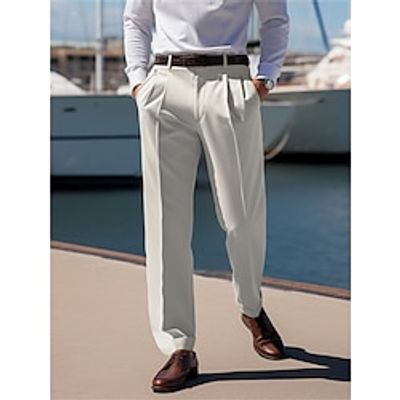 Men's Dress Pants Trousers Pleated Pants Suit Pants Button Front Pocket Straight Leg Plain Comfort Breathable Business Daily Holiday Fashion Chic Modern Black Khaki miniinthebox Men's Dress Pants Trousers Pleated Pants Suit Pants Button Front Pocket Straight Leg Plain Comfort Breathable Business Daily Holiday Fashion Chic Modern Black Khaki miniinthebox