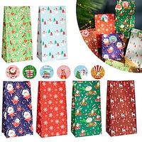 24pcs Gift Bags for Christmas, Xmas Advent Calendar Gift Bags, 24 Day Countdown Calendar Hanging Bags, 2023 Christmas Kraft Paper DIY Bag with Sticker Lightinthebox - thumbnail