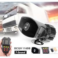 12V Car Alarm Air Horn Tone Sound Car Emergency Siren Car Siren Horn Mic PA Speaker System Emergency Amplifier Hooter 60W 110DB miniinthebox - thumbnail