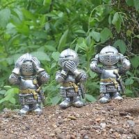 Knight Garden Dwarf Statue Decoration, Middle Ages Armored Knight Garden Sculpture Resin Collection, Funny Action Armored Knight Order Crafts, Suitable for Garden Courtyards miniinthebox
