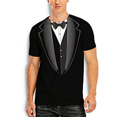 Men's T shirt 3D Print Graphic 3D Print Short Sleeve Casual Tops Simple Classic Black miniinthebox