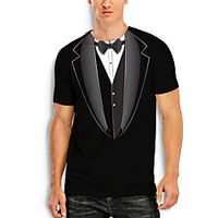 Men's T shirt 3D Print Graphic 3D Print Short Sleeve Casual Tops Simple Classic Black miniinthebox - thumbnail