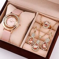 5pcsset Women's Watch Luxury Rhinestone Quartz Watch Vintage Star Analog Wrist Watch  Jewelry Set, Gift For Mom Her Lightinthebox - thumbnail