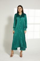Moistreet Green Silk Fabric Top And Pants Set (XS, S, M, L, XL, XXL)