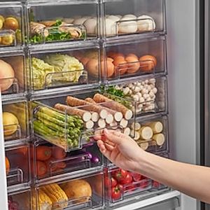 Refrigerator Drawer Storage Partition Board Storage Box Vegetable And Fruit Household Fresh-keeping Box Large Capacity Transparent Storage miniinthebox