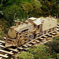 Super Wooden Mechanical Model Puzzle Set 3d Puzzle Wooden Model Car Steam Train Diy Assembled Toy Truck Jeep Ornaments miniinthebox - thumbnail