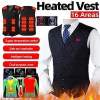 16 Areas Smart Heating Waistcoat Down Vest For Men Warm Usb Usb Interface Smart Temperature-Controlled Heating Vest Jacket Winter Clothes miniinthebox - thumbnail