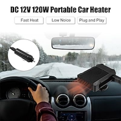 1 Set Car Heater 12V 120W Portable Car Windshield Defroster Demister 2 in 1 Car Heating and Cooling Fan Fast Heating 360 Rotatable Base Black Lightinthebox