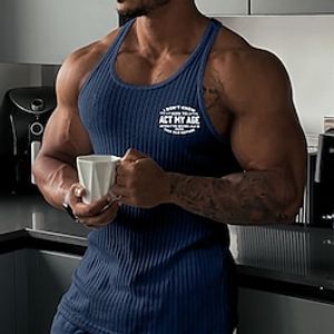 Men's Running Tank Top Gym Tank Top Ribbed Sleeveless Vest / Gilet Athletic Athleisure Breathable Moisture Wicking Soft Fitness Gym Workout Running Sportswear Activewear Solid Colored Black White Red miniinthebox