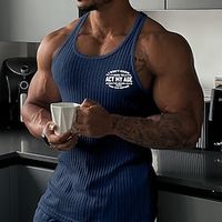 Men's Running Tank Top Gym Tank Top Ribbed Sleeveless Vest / Gilet Athletic Athleisure Breathable Moisture Wicking Soft Fitness Gym Workout Running Sportswear Activewear Solid Colored Black White Red miniinthebox - thumbnail