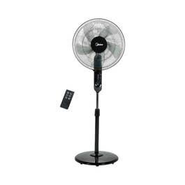 Midea Pedestal Stand Fan with Remote Control, 16 inch, 3D Oscillation Directions, 3 Speed Levels & Adjustable Height, 5 Leaf Blade with 7.5 Hours Timer, Best for Home & Office, Black, FS4015FR