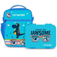 Eazy Kids Bento Boxes With Insulated Lunch Bag Combo - Jawsome Shark Blue