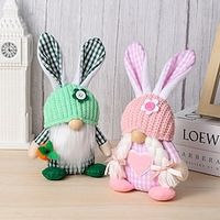 Easter Bunny Plush Props with Checkered Ears - Adorable No-Face Old Man Couple Doll Decorations, Perfect for Adding a Playful Touch to Your Easter Decor Collection Lightinthebox