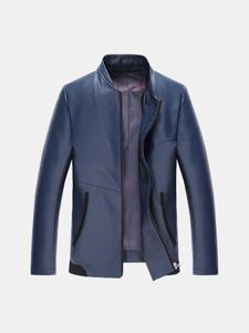 Fake Side Pockets PU Leather Jacket