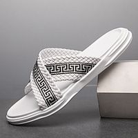 Men's Slippers  Flip-Flops Slippers Casual Daily Walking Shoes PU Breathable Non-slipping Wear Proof White Black Summer Lightinthebox - thumbnail