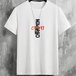 Men's Unisex Tee T shirt Hot Stamping Graphic Prints Letter Plus Size Print Short Sleeve Casual Tops Cotton Basic Fashion Designer Big and Tall White Black Light gray miniinthebox