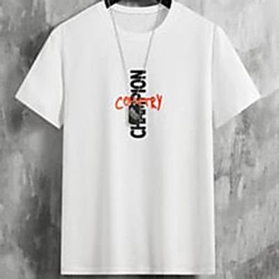 Men's Unisex Tee T shirt Hot Stamping Graphic Prints Letter Plus Size Print Short Sleeve Casual Tops Cotton Basic Fashion Designer Big and Tall White Black Light gray miniinthebox