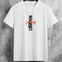 Men's Unisex Tee T shirt Hot Stamping Graphic Prints Letter Plus Size Print Short Sleeve Casual Tops Cotton Basic Fashion Designer Big and Tall White Black Light gray miniinthebox - thumbnail