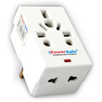 Powersafe Multi-Plug Fitted 13A Fuse 3 Pin Flat Plug Light + 1 Way 3 Pin Multi Socket & 2 Way 2 Pin Socket - N7196L-HQ