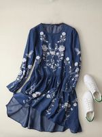 Casual Embroidery Women Denim Dresses