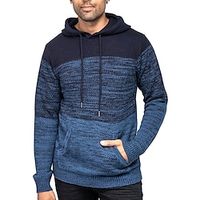 Men's Pullover Sweater Jumper Cropped Sweater Pullover Top Ribbed Knit Regular Pocket Slim Fit Color Block Hoodie Modern Contemporary Work Daily Wear Clothing Apparel Winter Blue Light Grey M L XL Lightinthebox - thumbnail