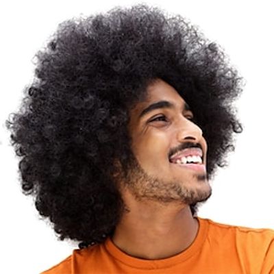 Smilco Short Black Fluffy Disco Afro Hippie Wigs, Curly Afro Wig for men, 70s 80s Afro Wigs Anime Rocker Wig Costume Cosplay Halloween Daily Wear Wig Heat Resistant Synthetic Wig Lightinthebox