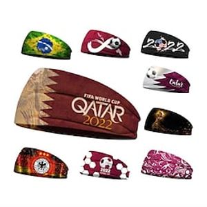 Sports Headband World Cup 2022 Fan Unisex Hairband High Elasticity Yoga Running Fitness Sweatband Football Soccer Fans One Size Lightinthebox