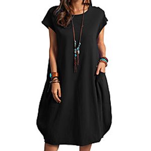 Women's A Line Dress Short Mini Dress White Black Dark Blue Short Sleeve Solid Color Modern Style Summer Round Neck Casual 2021 S M L XL XXL XXXL miniinthebox
