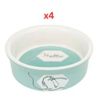 Trixie Comic Rabbit Ceramic Bowl For Small Pets - Turquoise 11cm (Pack Of 4)